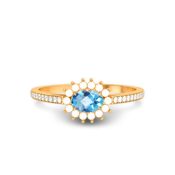 Blue Topaz Panchdhatu Ring R55