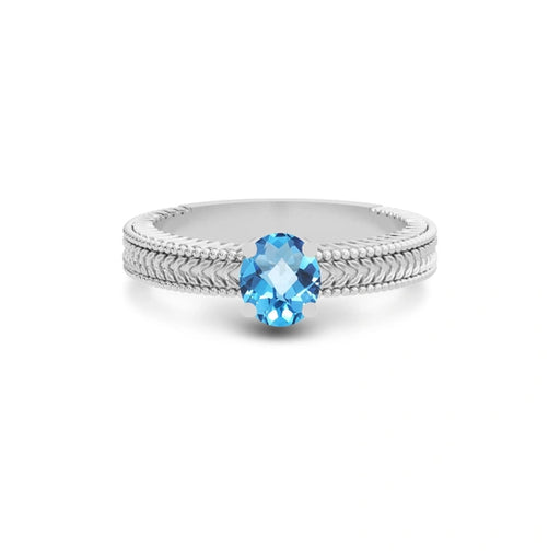 Blue Topaz Platinum Ring R3