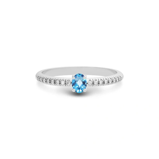 Blue Topaz Platinum Ring R4