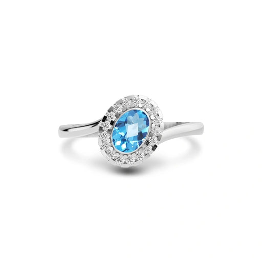 Blue Topaz Platinum Ring R5