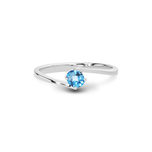 Blue Topaz Platinum Ring R8