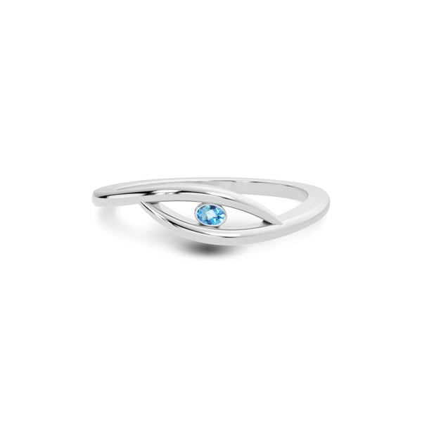 Blue Topaz Platinum Ring R9