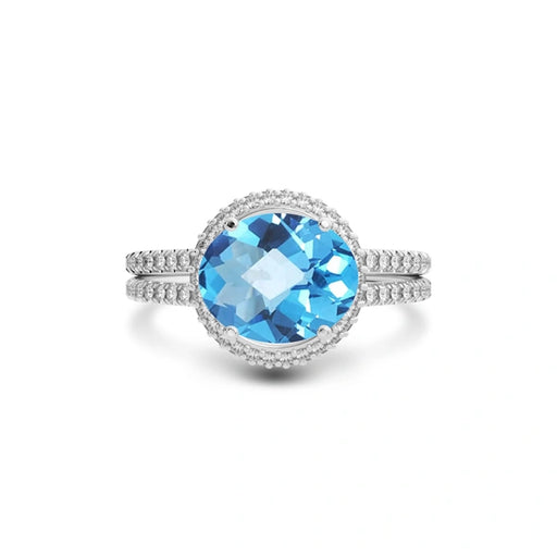 Blue Topaz Platinum Ring R11