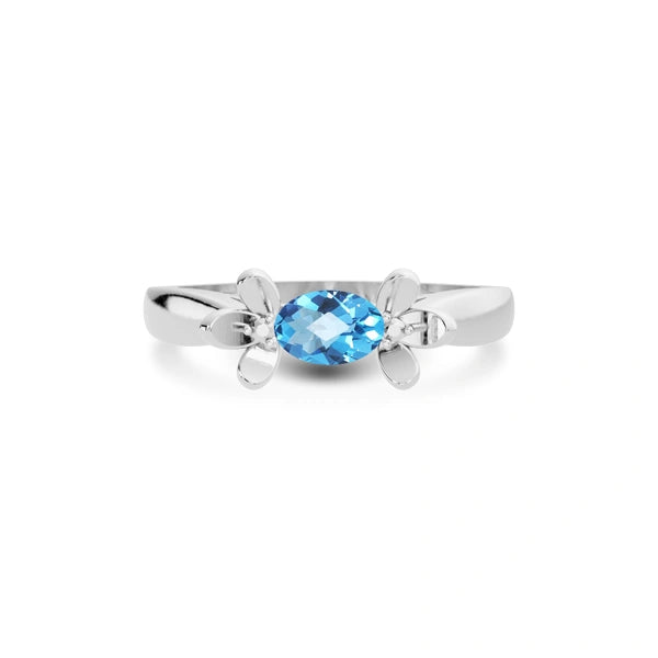 Blue Topaz Platinum Ring R12