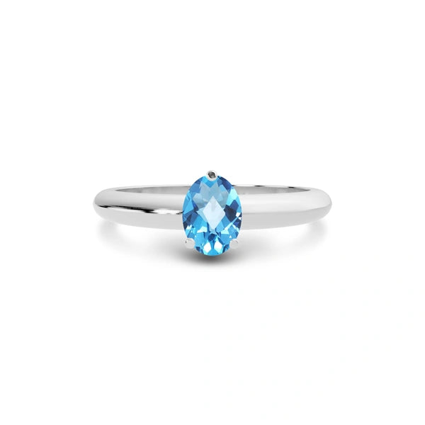 Blue Topaz Platinum Ring R13