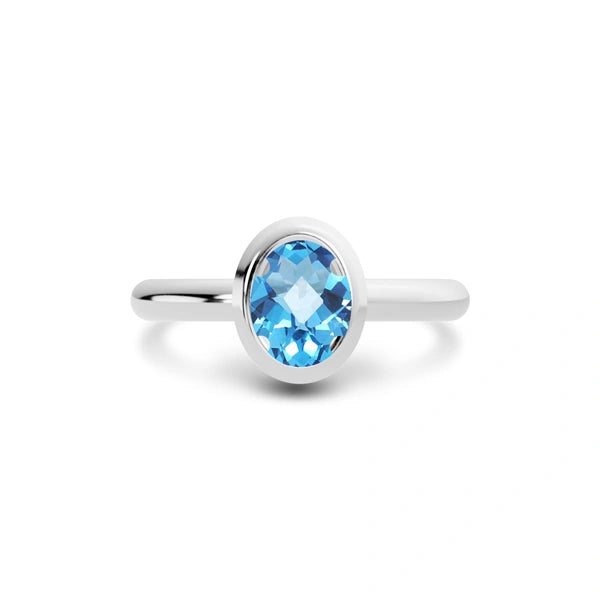 Blue Topaz Platinum Ring R14
