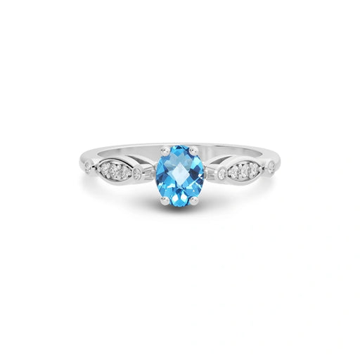 Blue Topaz Platinum Ring R15