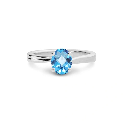 Blue Topaz Platinum Ring R16