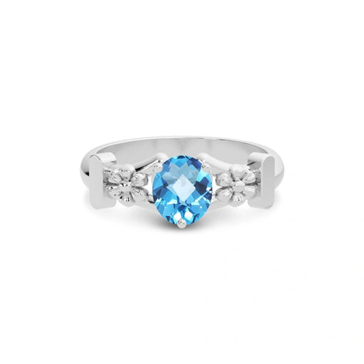Blue Topaz Platinum Ring R18