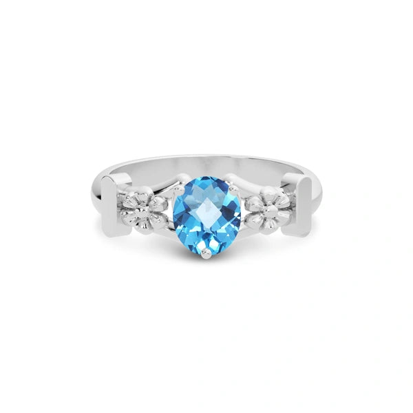 Blue Topaz Platinum Ring R18