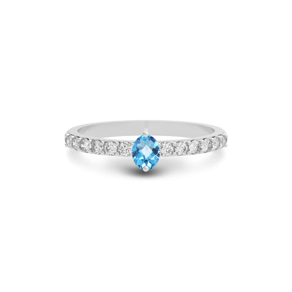 Blue Topaz Platinum Ring R20
