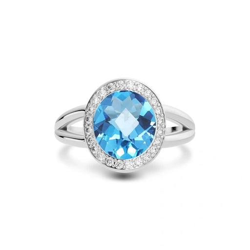 Blue Topaz Platinum Ring R21