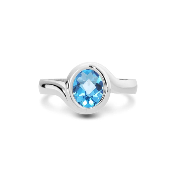 Blue Topaz Platinum Ring R22