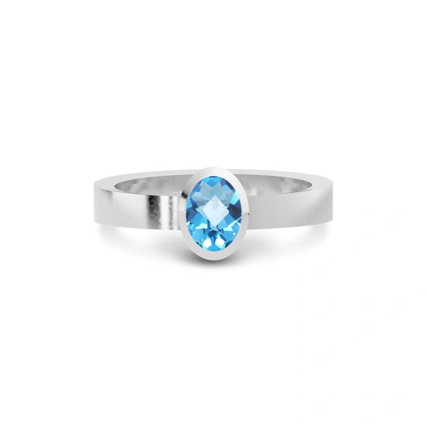 Blue Topaz Platinum Ring R23