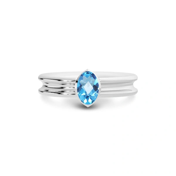 Blue Topaz Platinum Ring R24