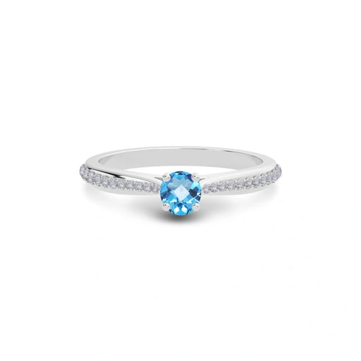 Blue Topaz Platinum Ring R25