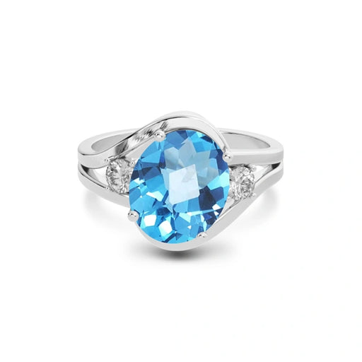 Blue Topaz Platinum Ring R26