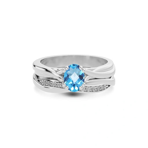Blue Topaz Platinum Ring R27