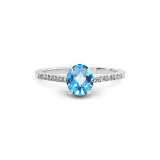 Blue Topaz Platinum Ring R28