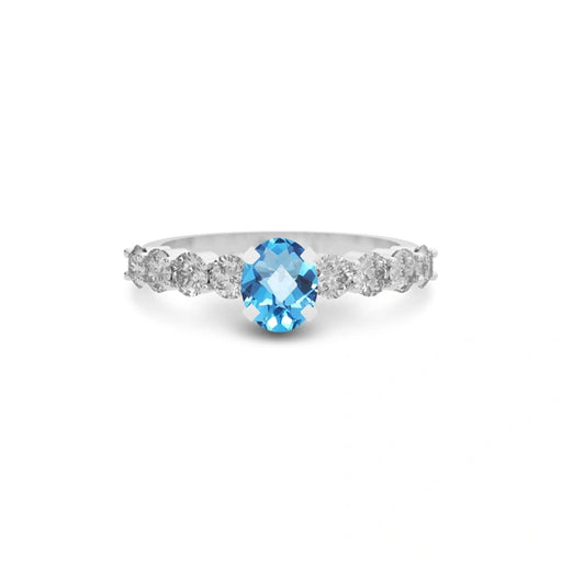Blue Topaz Platinum Ring R29
