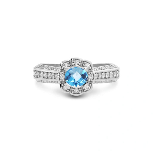 Blue Topaz Platinum Ring R30