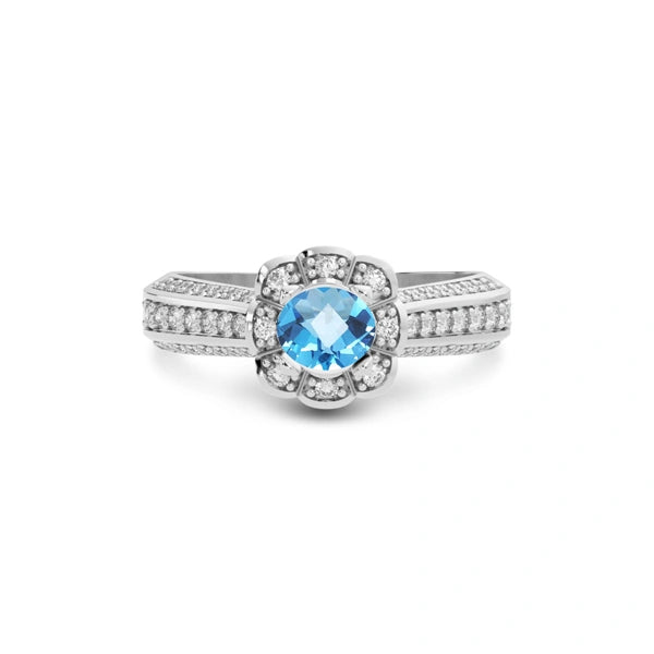 Blue Topaz Platinum Ring R30