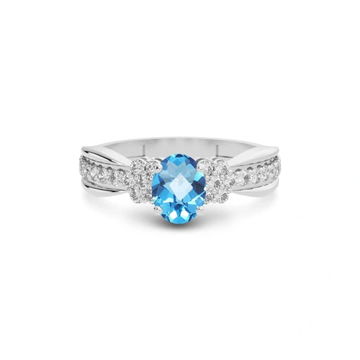 Blue Topaz Platinum Ring R31