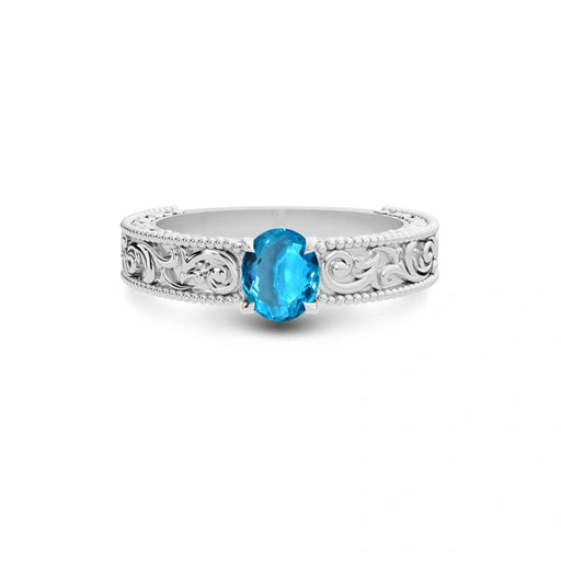 Blue Topaz Platinum Ring R33