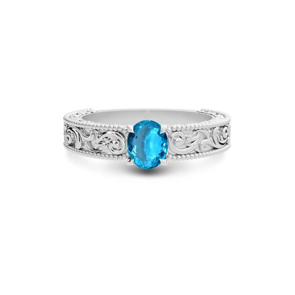 Blue Topaz Platinum Ring R33