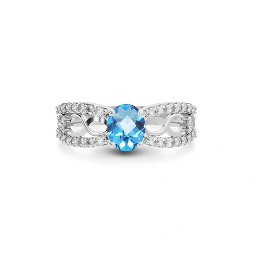 Blue Topaz Platinum Ring R34