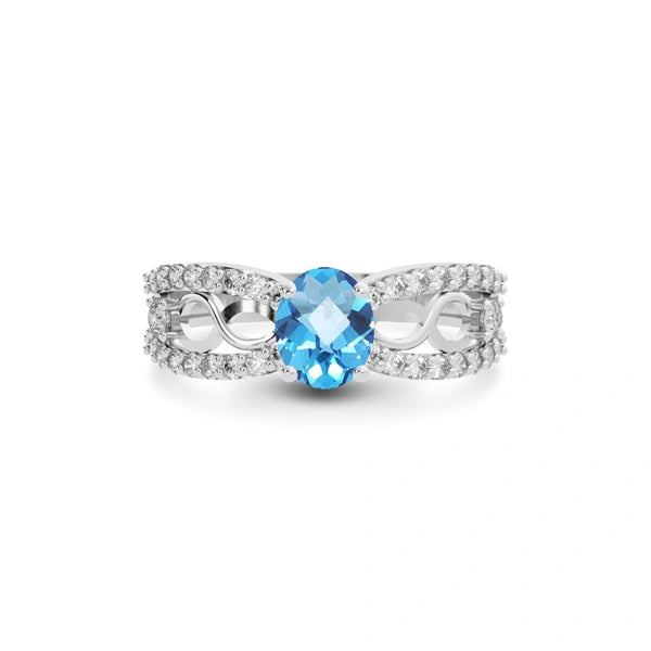 Blue Topaz Platinum Ring R34