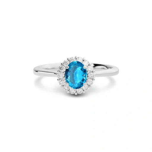 Blue Topaz Platinum Ring R35