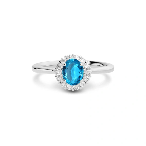 Blue Topaz Platinum Ring R35