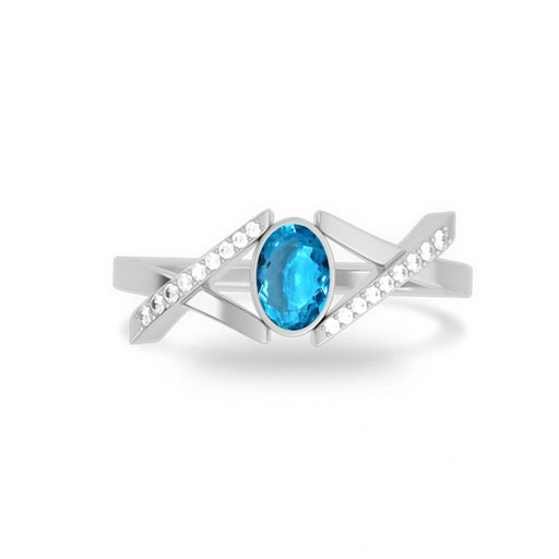 Blue Topaz Platinum Ring R36
