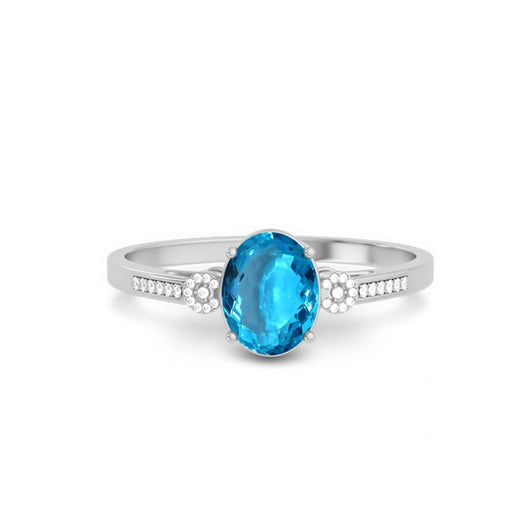 Blue Topaz Platinum Ring R37