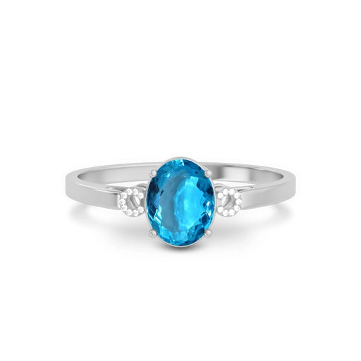 Blue Topaz Platinum Ring R38
