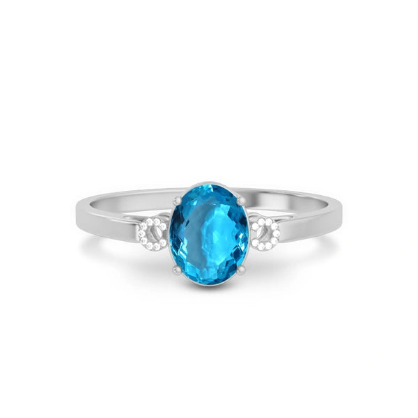 Blue Topaz Platinum Ring R38