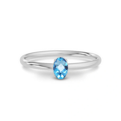 Blue Topaz Platinum Ring R39
