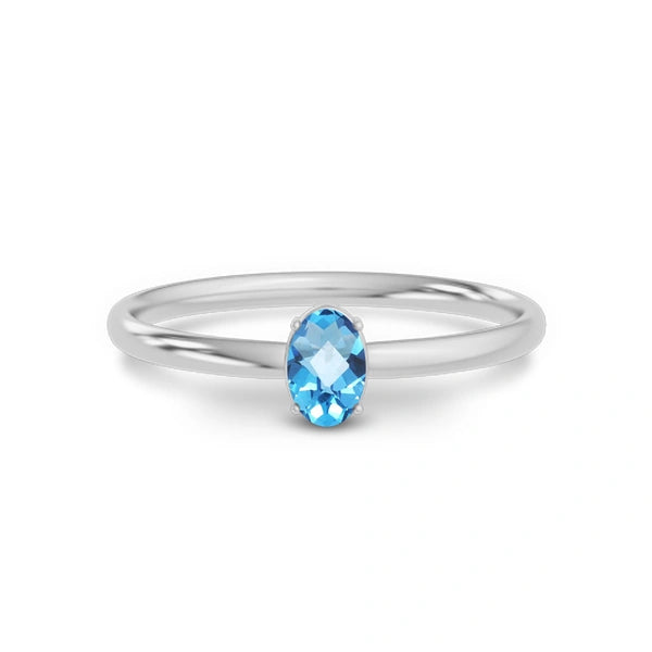 Blue Topaz Platinum Ring R39