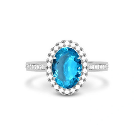Blue Topaz Platinum Ring R40