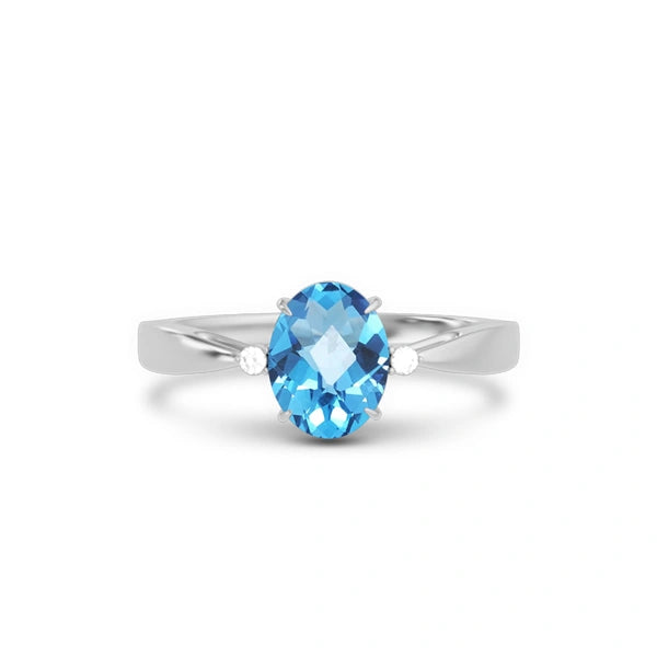 Blue Topaz Platinum Ring R42