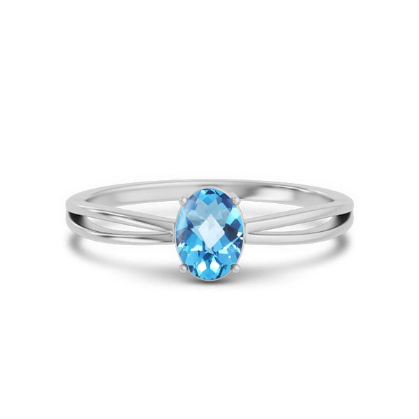 Blue Topaz Platinum Ring R43