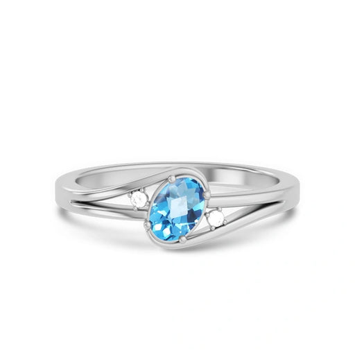 Blue Topaz Platinum Ring R44