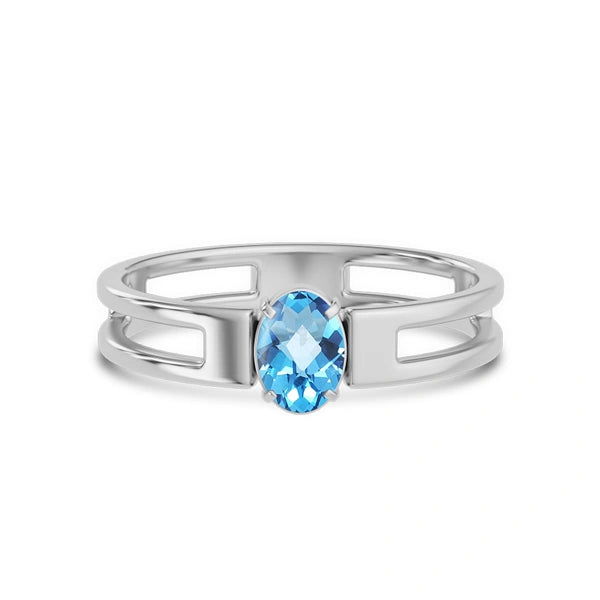 Blue Topaz Platinum Ring R45