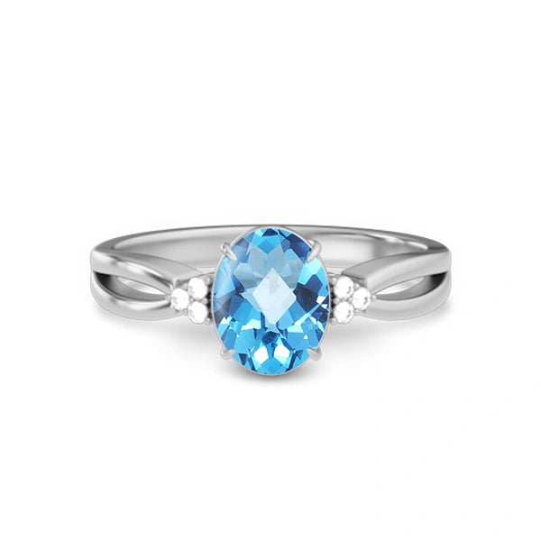 Blue Topaz Platinum Ring R46