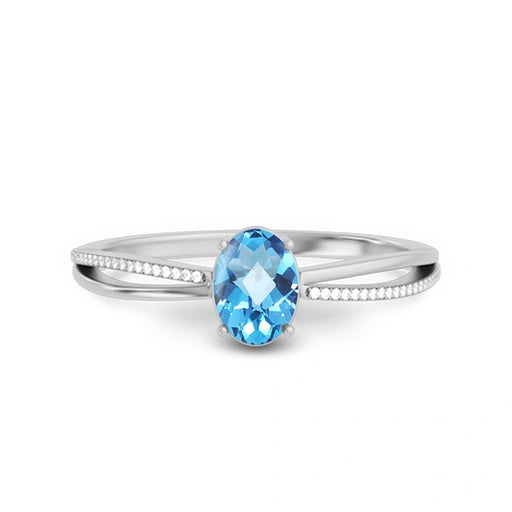 Blue Topaz Platinum Ring R47
