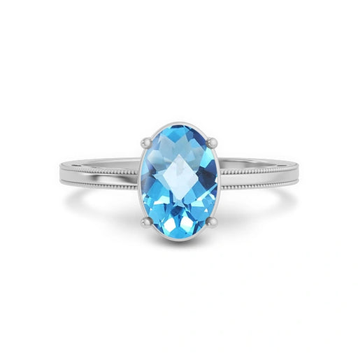 Blue Topaz Platinum Ring R48