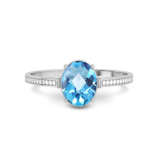 Blue Topaz Platinum Ring R50