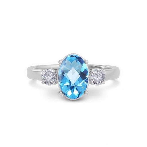Blue Topaz Platinum Ring R51