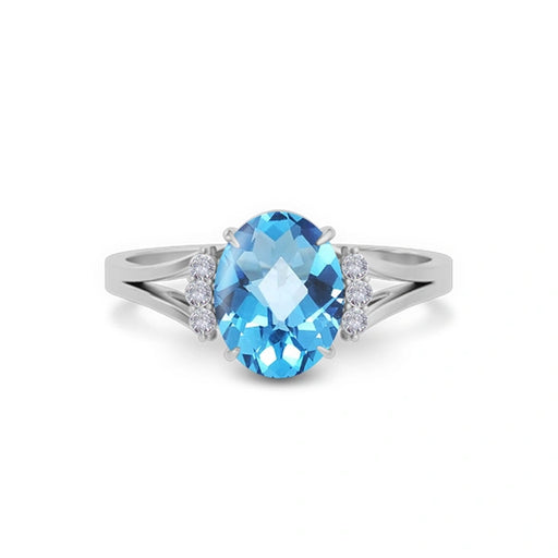Blue Topaz Platinum Ring R52